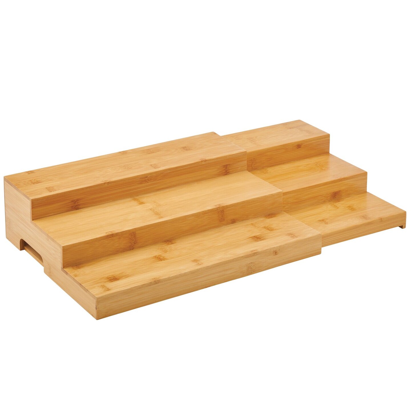 mDesign Bamboo Wood Expandable Spice Rack Adjustable Organizer - Natural