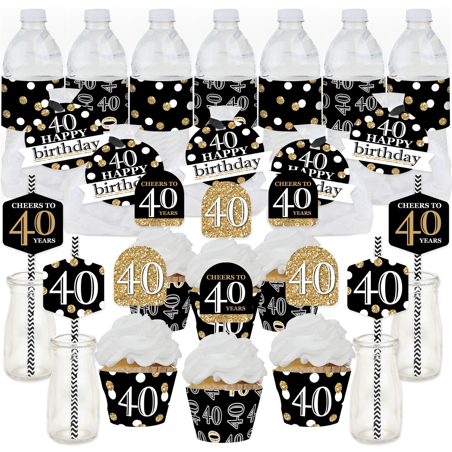 Big Dot Of Happiness Adult 40th Birthday Gold Birthday Party Favors