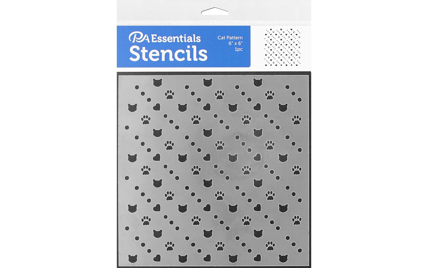 PA Essentials Stencil Cat Pattern for Painting on Wood, Canvas, Paper, Fabric, Wall and Tile, Reusable DIY Art and Craft Stencils for Painting, 6&#x22;x6&#x22; Inches