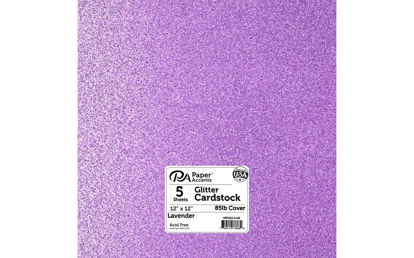 PA Paper Accents Glitter Cardstock 12" x 12" Lavender, 85lb colored cardstock paper for card making, scrapbooking, printing, quilling and crafts, 5 piece pack