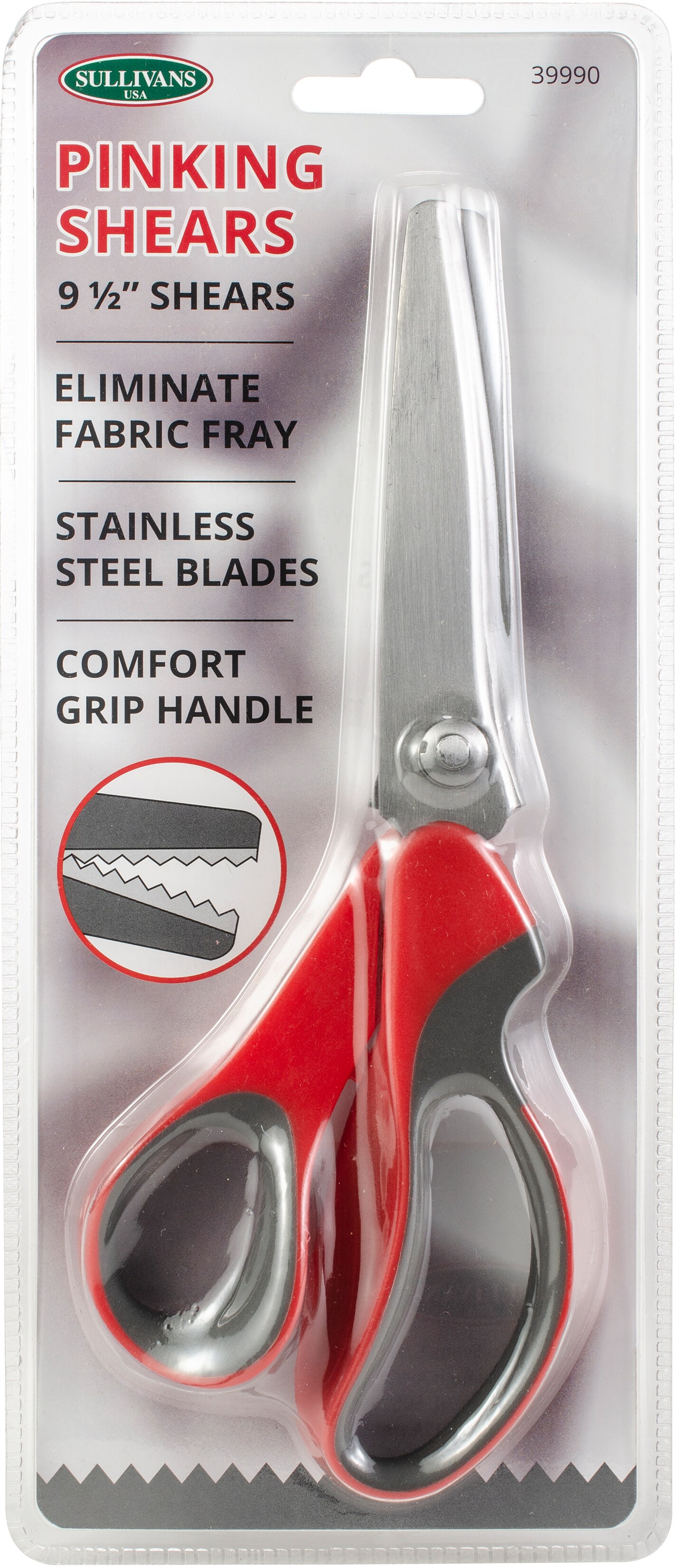 Sullivans Pinking Shears 9.5&#x22;-W/Comfort Grip Handle