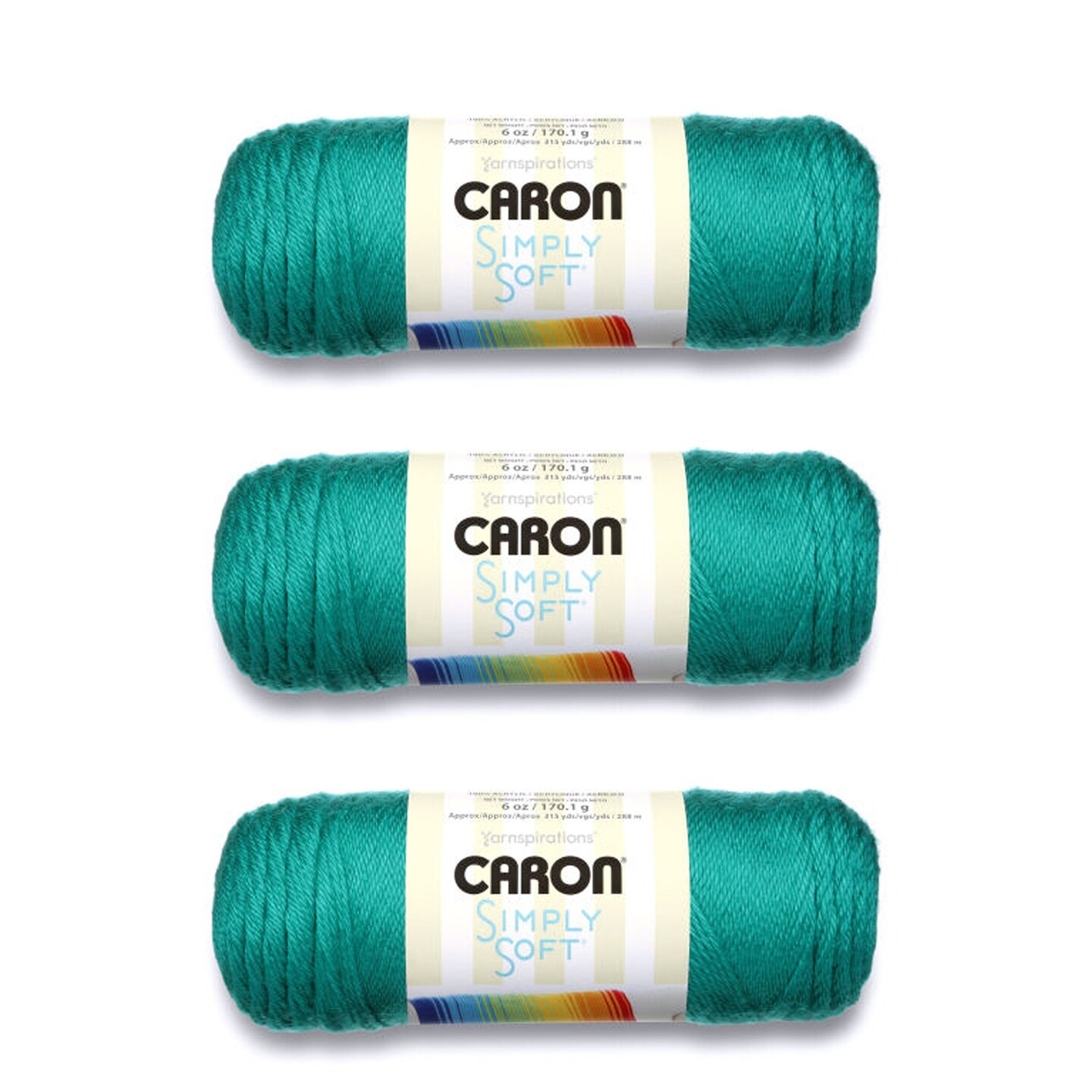Caron Simply Soft Cool Green Yarn - 3 Pack of 170g/6oz - Acrylic - 4 Medium  (Worsted) - 315 Yards - Knitting/Crochet