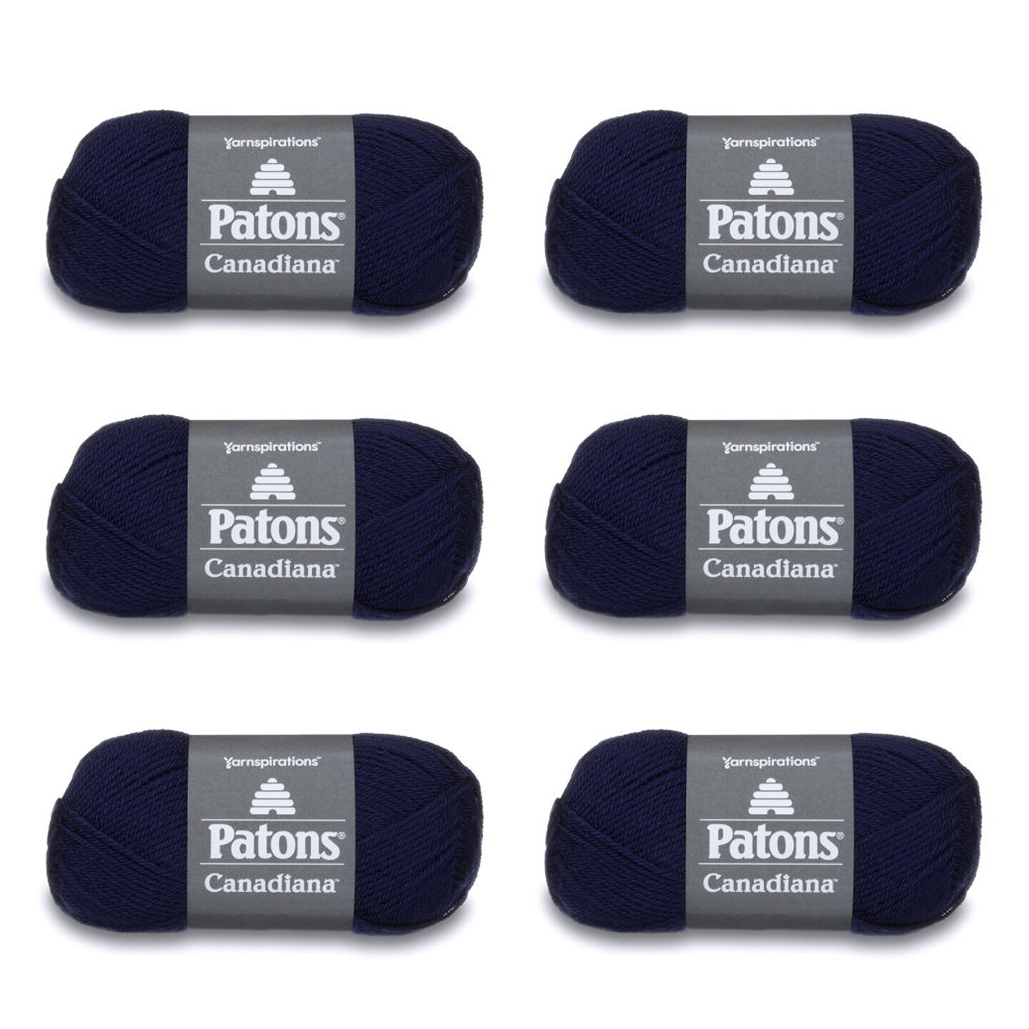 Patons Canadiana Navy Yarn - 6 Pack of 3.5oz/100g - Acrylic - 4 Medium - 205 Yards - Knitting/Crochet