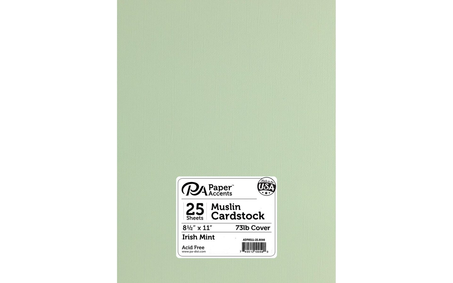 PA Paper Accents Textured Cardstock 8.5" x 11" Irish Mint, 73lb colored cardstock paper for card making, scrapbooking, printing, quilling and crafts, 25 piece pack