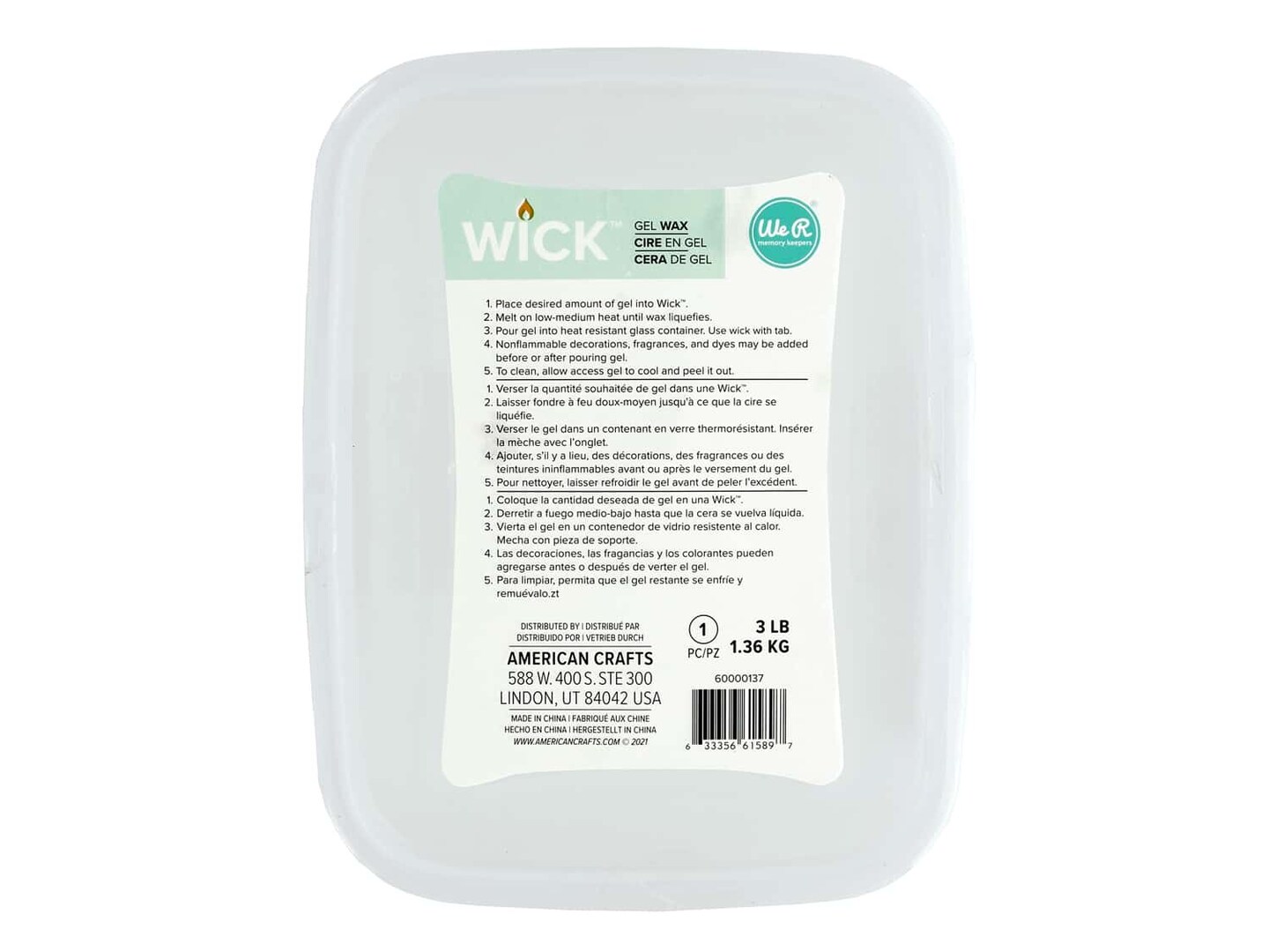 We R Memory Collection Wick Candle Gel Wax 3 lb