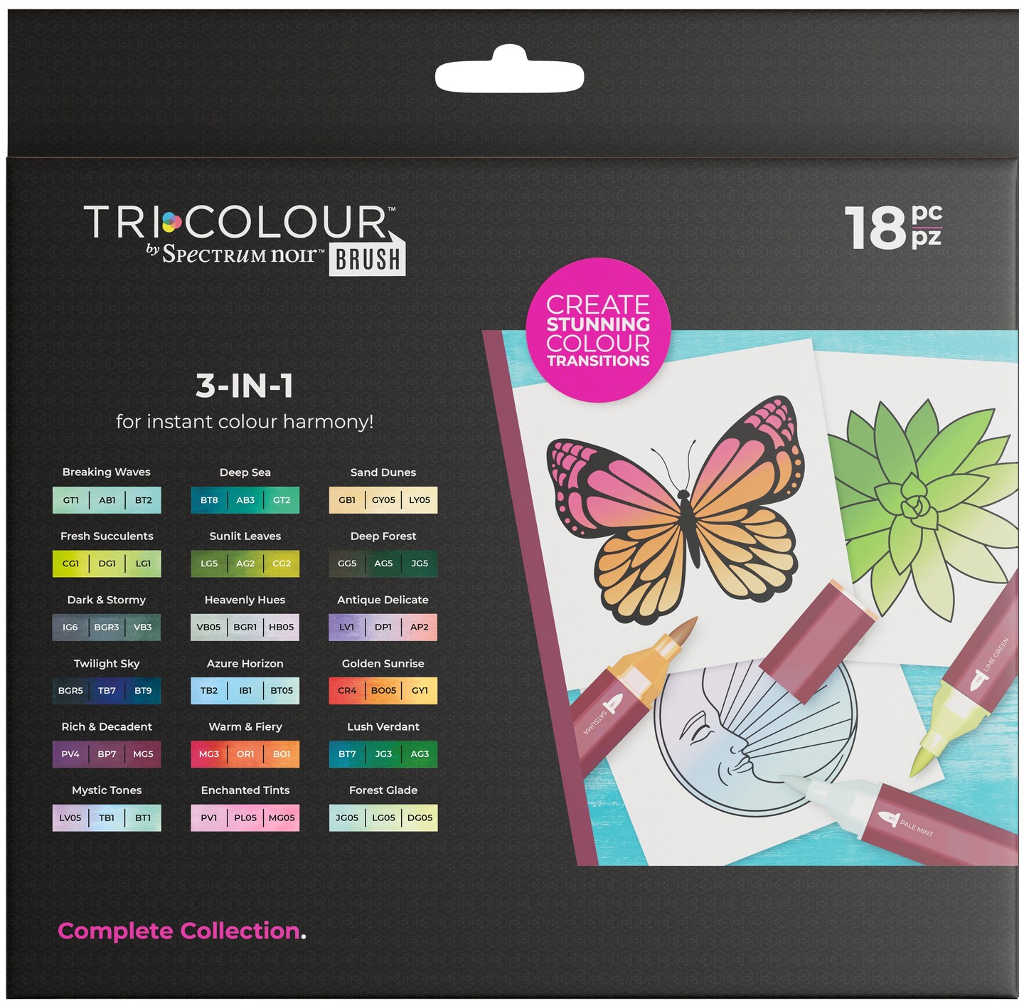 Spectrum Noir Triblend Brush Markers 18/Pkg-Complete Collection