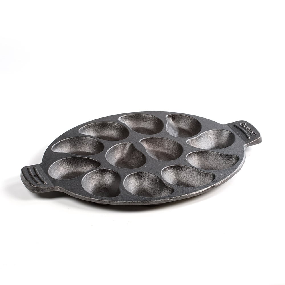 Fox Run 76225 Pre-Seasoned Cast Iron Oyster Grill Pan Non-Stick Serves 12