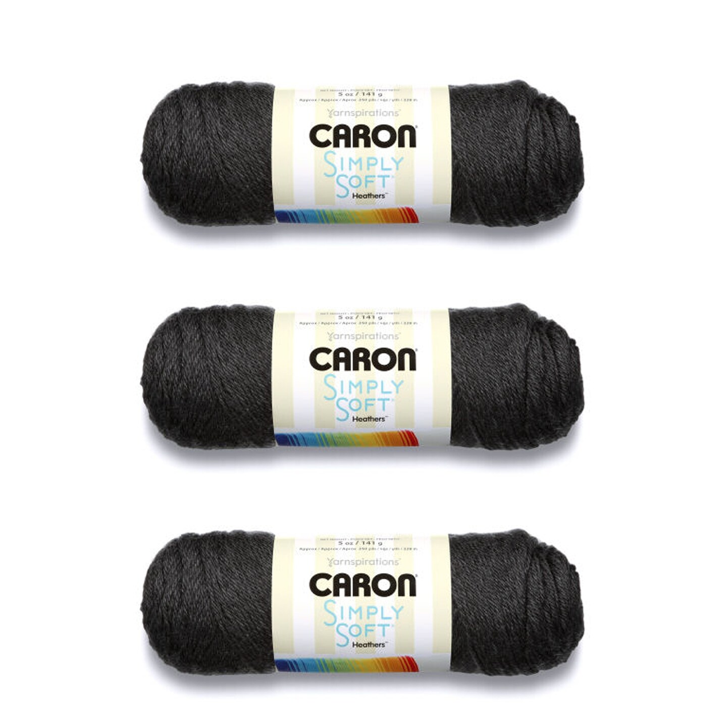 Caron Simply Soft Charcoal Heather Yarn - 3 Pack of 141g/5oz - Acrylic - 4 Medium (Worsted) - 250 Yards - Knitting/Crochet