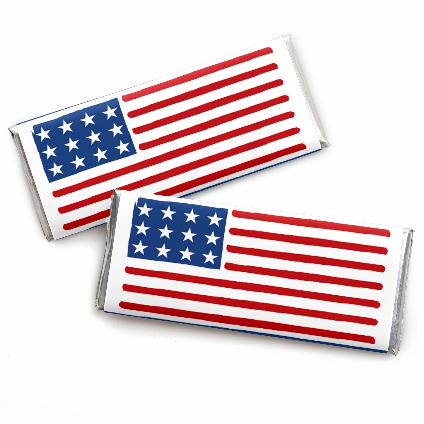 Big Dot of Happiness Stars &#x26; Stripes - Candy Bar Wrapper Memorial Day, 4th of July and Labor Day USA Patriotic Party Favors - Set of 24