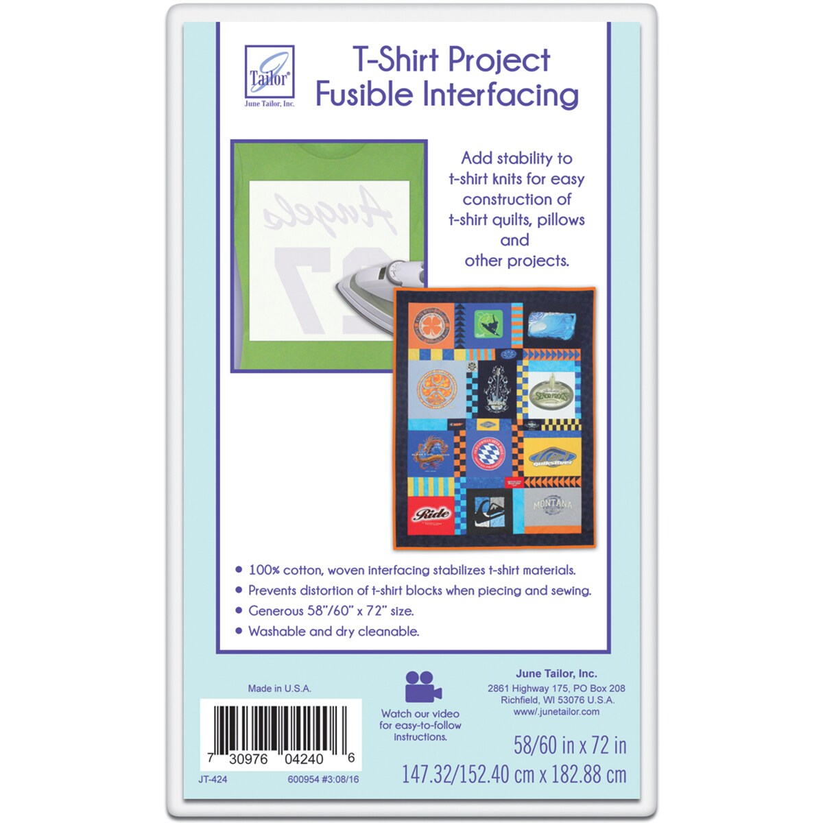 June Tailor T-Shirt Project Fusible Interfacing-60&#x22;X72&#x22;
