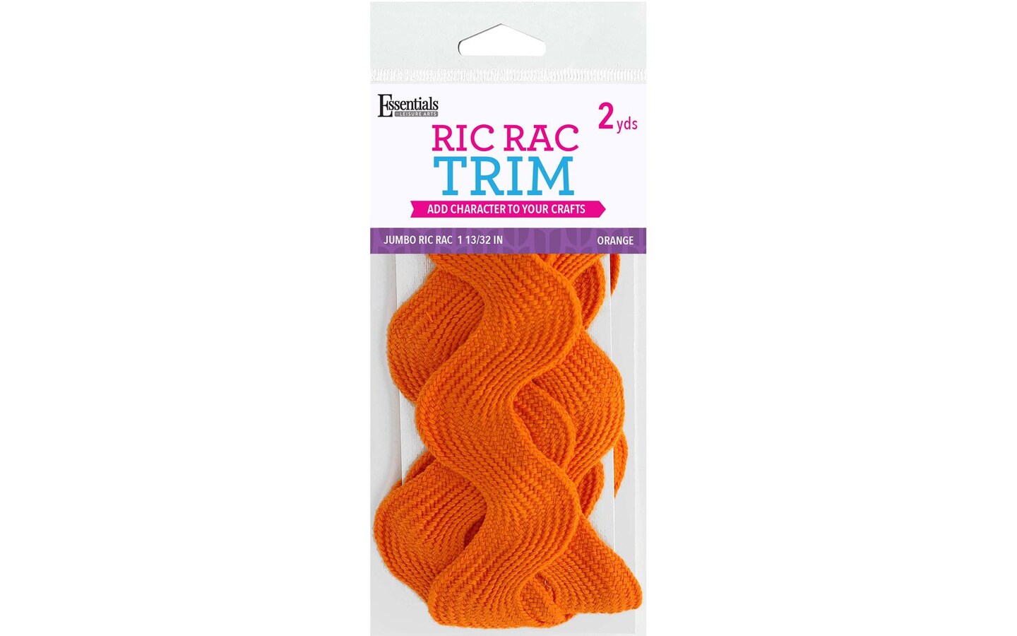 Essentials By Leisure Arts Ric Rac Jumbo 1 13/32 2 yards Orange - rick  rack trim for sewing - wavy ric rac trim for sewing and crafts - ric rac  ribbon - rick rack trim orange