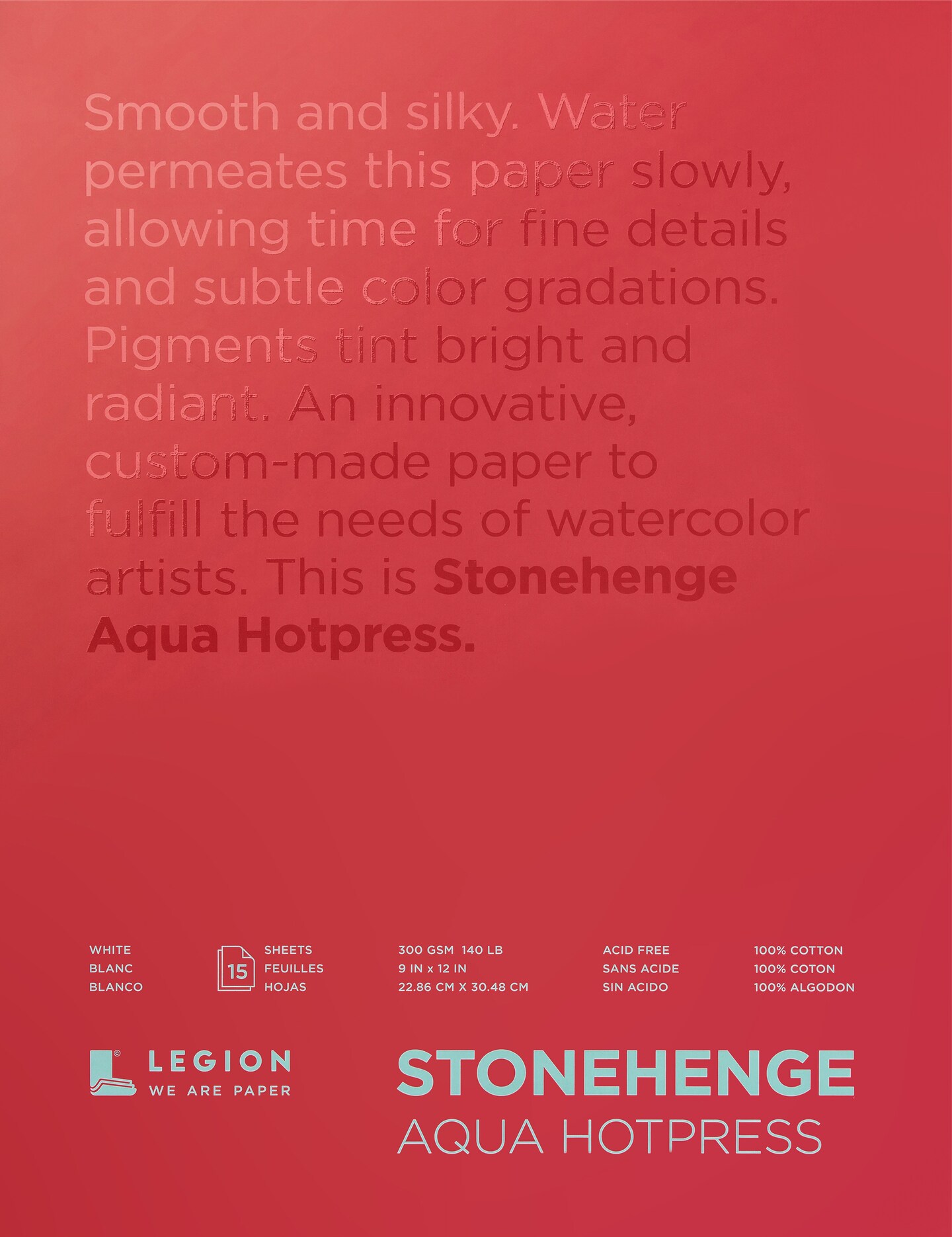Stonehenge Aqua Block Hotpress Pad 9&#x22;X12&#x22; 15 Sheets/Pkg-White 140lb