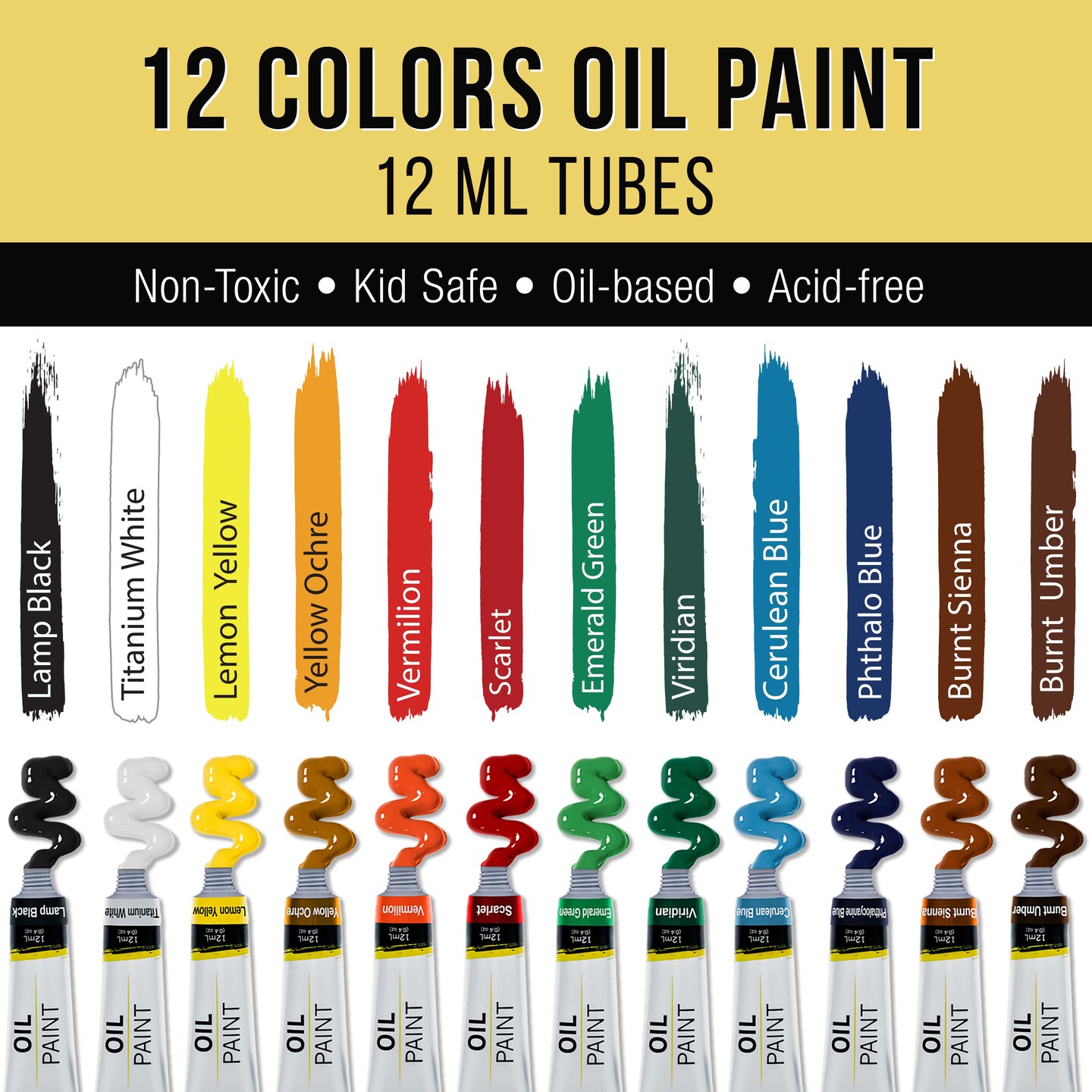 U.S. Art Supply 28Piece Artist Oil Painting Set with 12 Vivid Oil