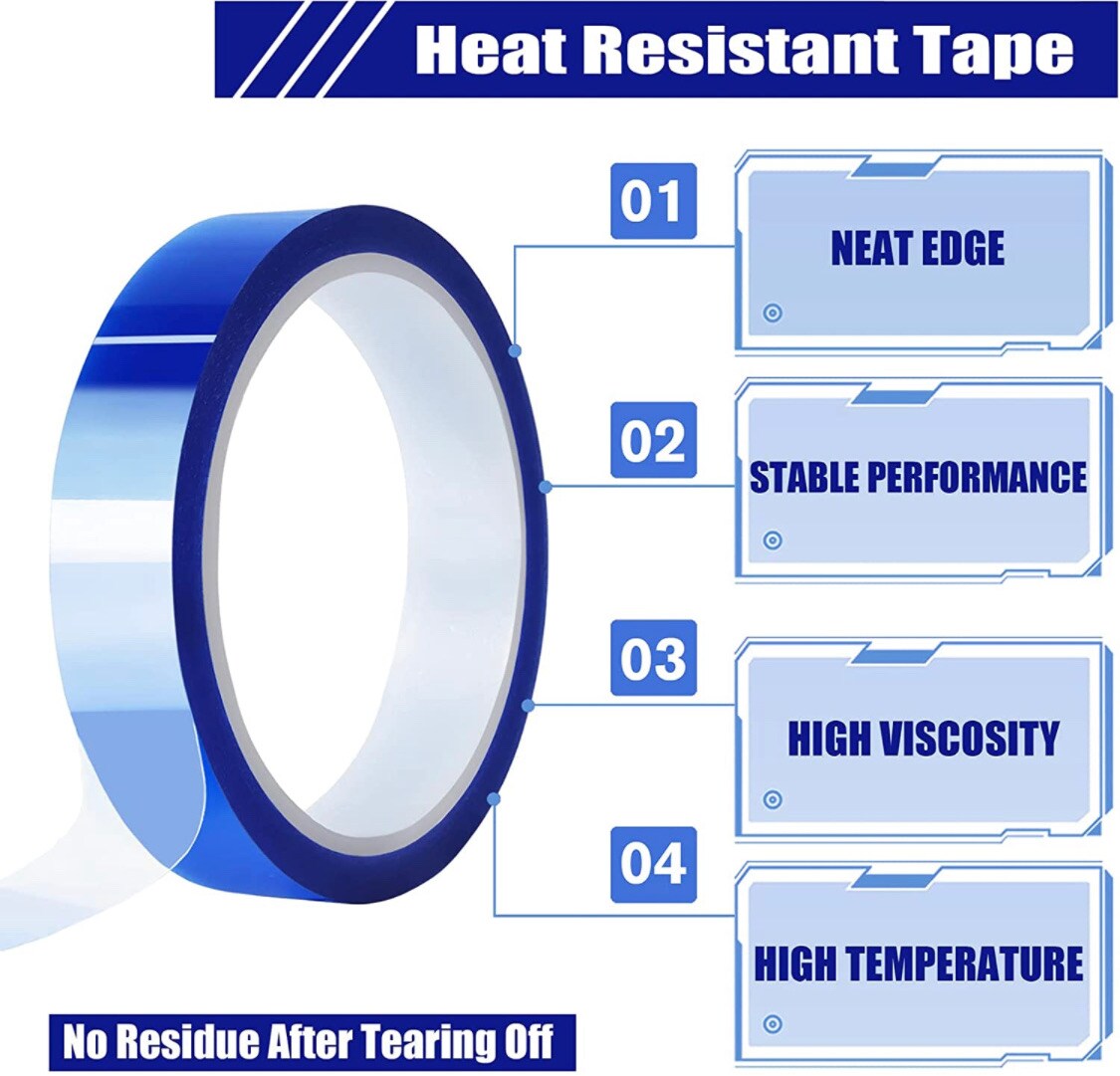WSICSE 8 Rolls 10mm&20mm x 28m(90FT) Heat Resistant Tape, Heat Transfer  Tape, Blue Heat Tape Thermal Tape Sublimation Tape for Heat Transfer  Sublimation Press: : Industrial & Scientific
