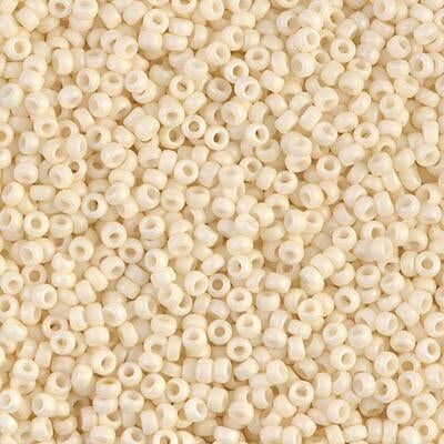 Miyuki 11 Round Seed Bead, 11-2021, Matte Opaque Cream, 13 grams