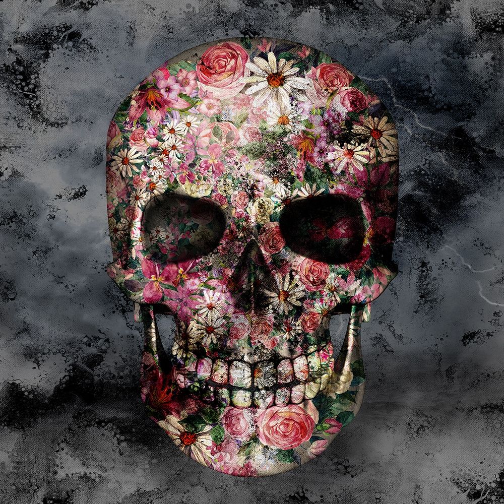 Floral Skull Poster Print by Allen Kimberly # KASQ1829B