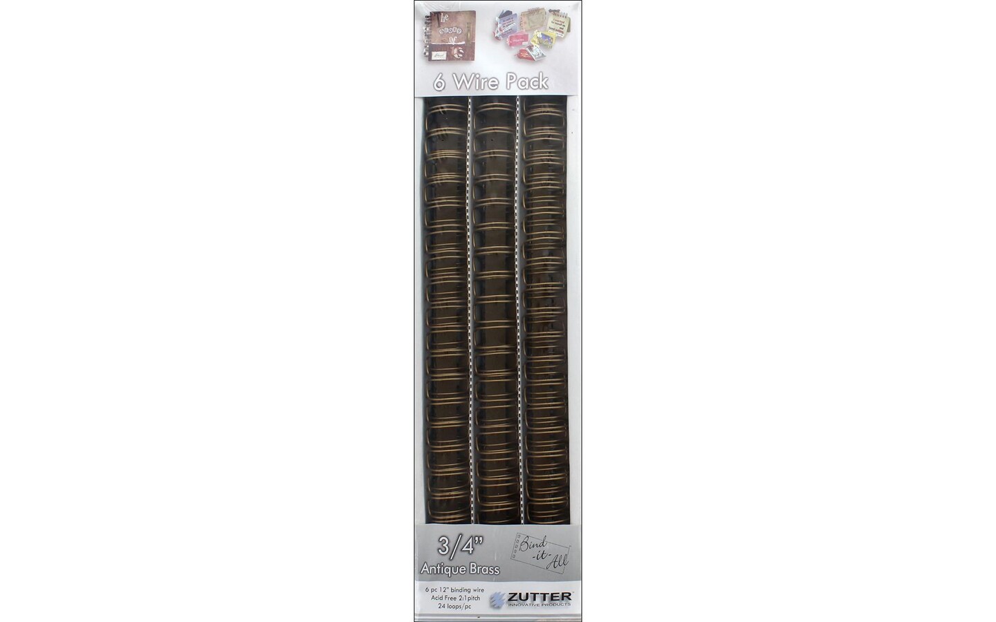 Zutter Bind It All Owire Binding .75&#x22; Antbrass 6Pc