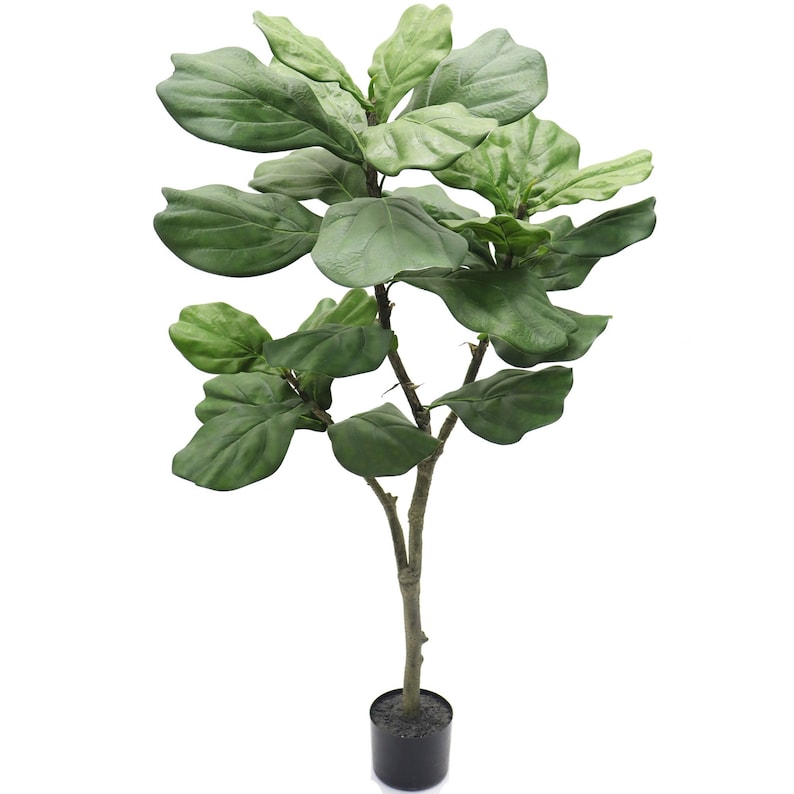 4' Faux Silk Fiddle Leaf Fig Tree - Lifelike Artificial Indoor Plant Decor