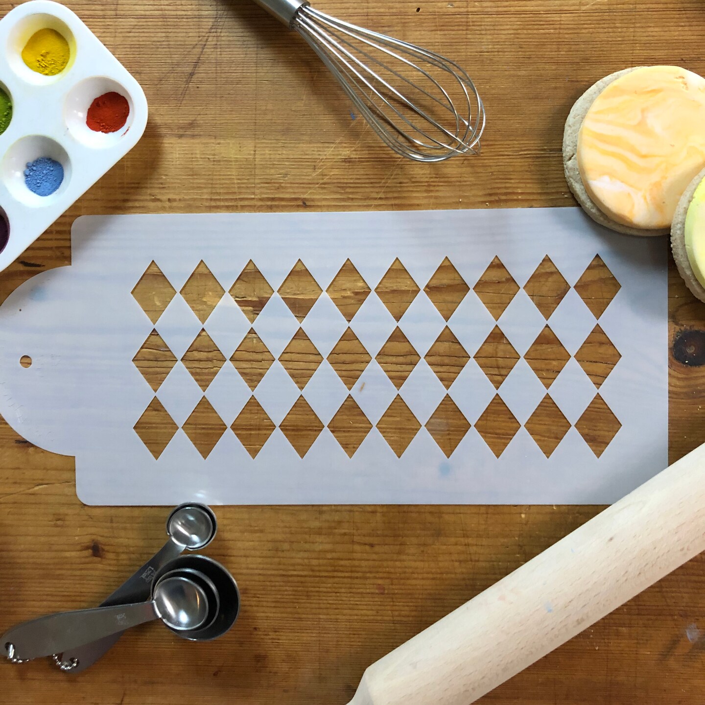 Small Harlequin Cake Stencil Side | C557 by Designer Stencils | Cake Decorating Tools | Baking Stencils for Royal Icing, Airbrush, Dusting Powder | Reusable Plastic Food Grade Stencil for Cakes | Easy to Use & Clean Cake Stencil