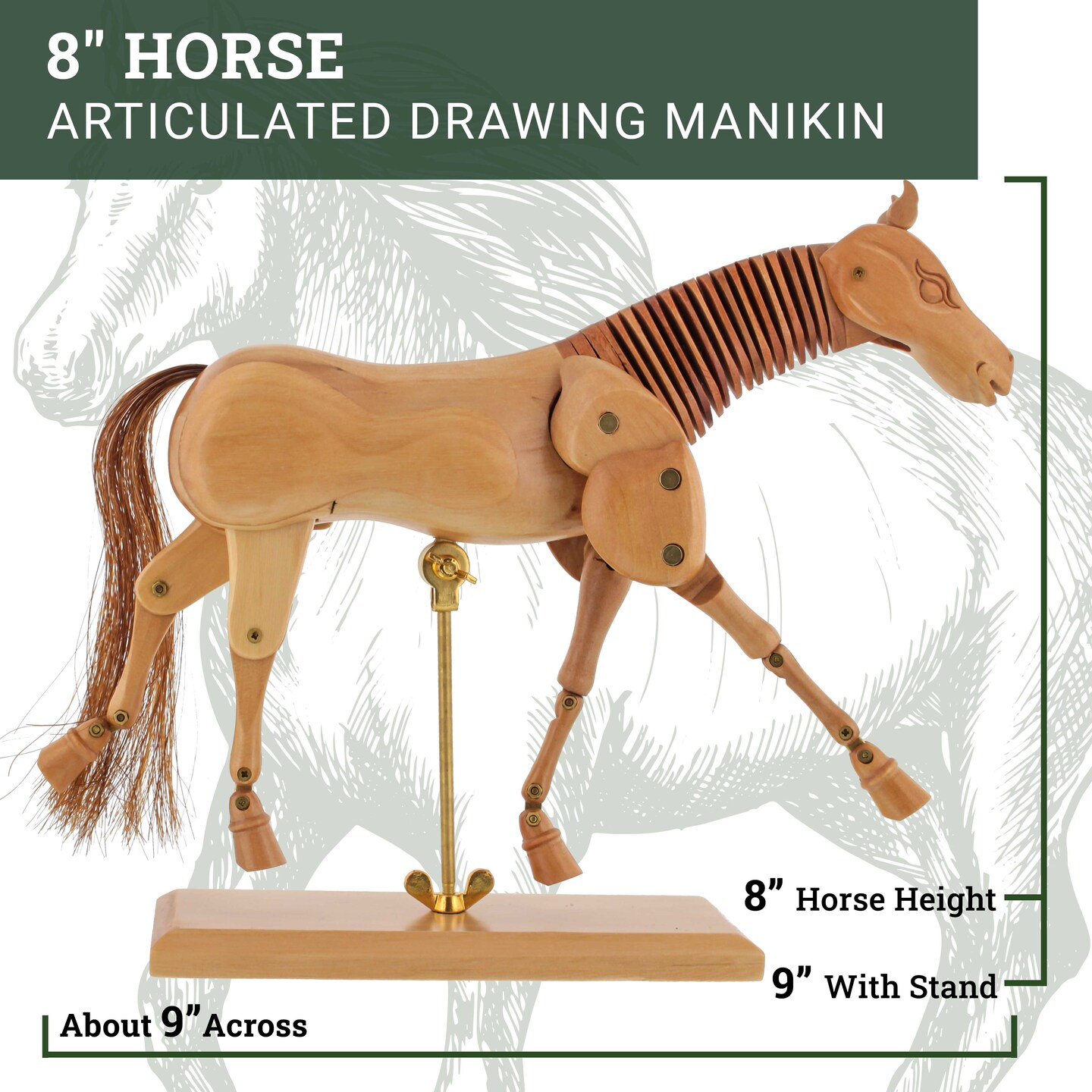 Wooden Horse Artist Drawing Manikin Articulated Mannequin (8" Horse