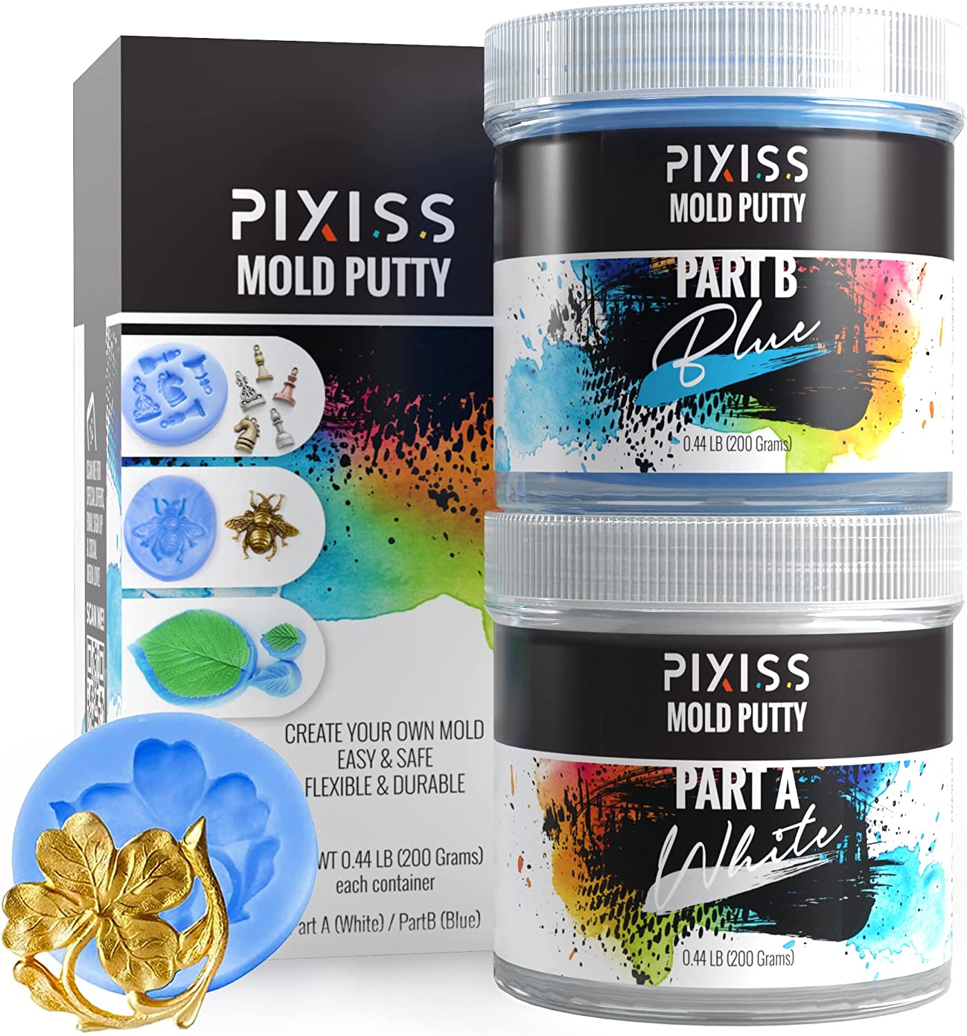 Pixiss Mold Putty Silicone Mold Making Kit, Super Easy 1:1 Mix Mold Putty