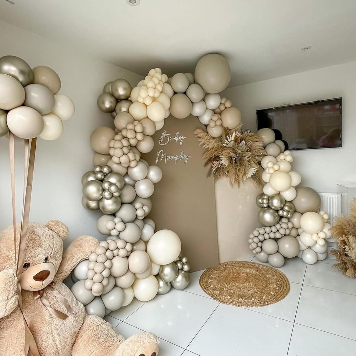 White Sand Gold Balloon Garland Arch Kit - 121Pcs White Nude Balloons With Metallic Chrome Gold Latex Balloons for Boho Wedding Baby Bridal Shower Birthday Decorations Backdrop (White Gold)