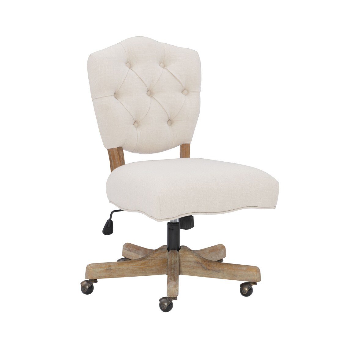 Kelsey Beige Upholstered Office Chair Adjustable Height Tufted Back Rustic