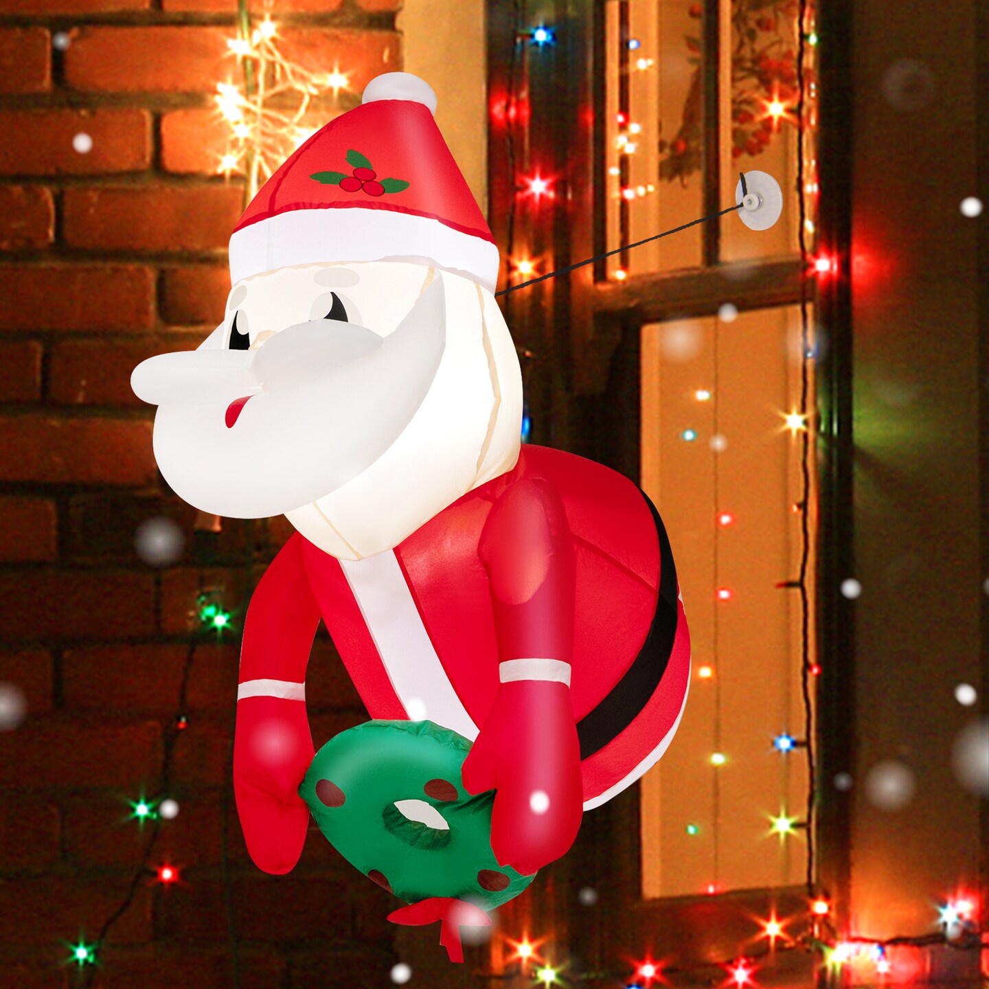 3.3 Feet Lighted Inflatable Santa Claus Broke Out From Window