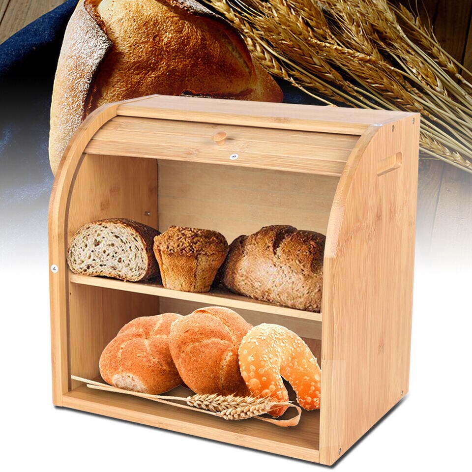 Large Countertop Wood Bread Box