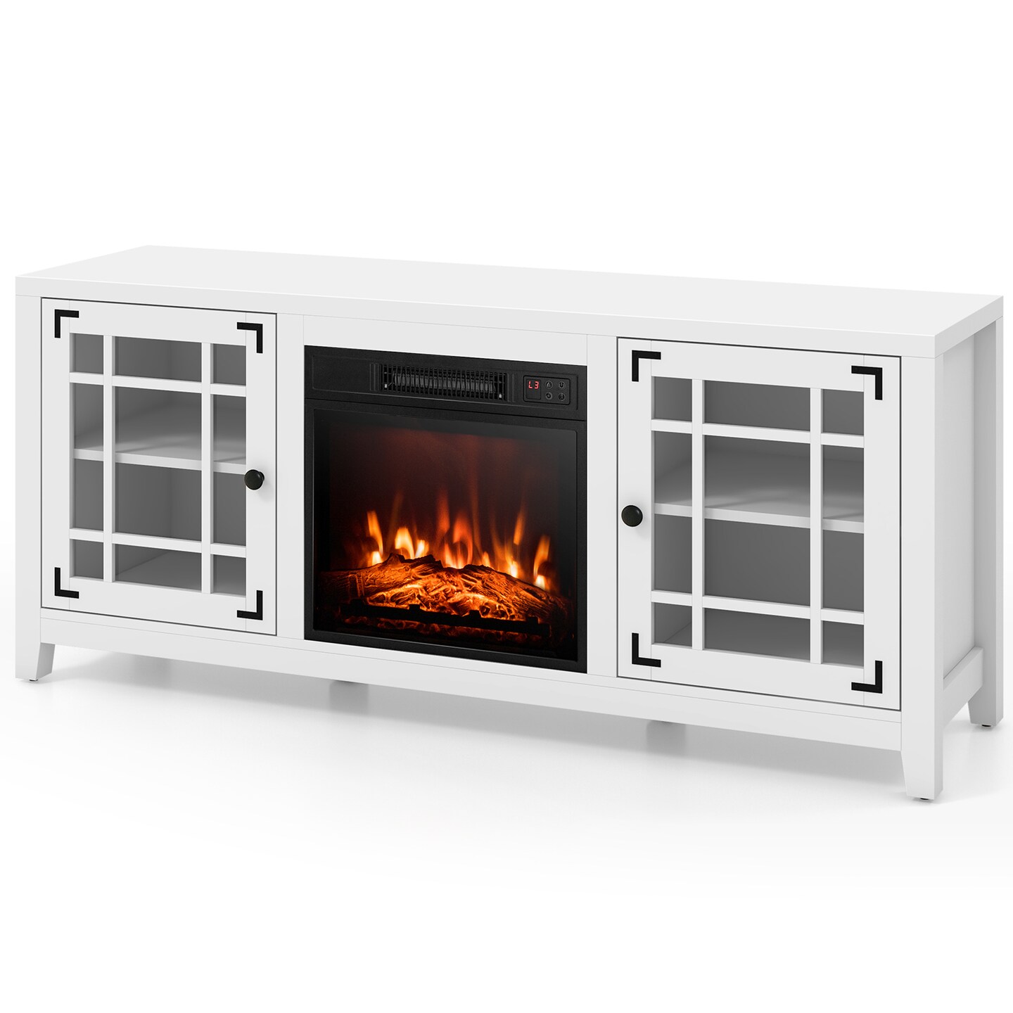 Tv Stand Fireplace With Adjustable Shelves For Tvs Up To 65 Inch