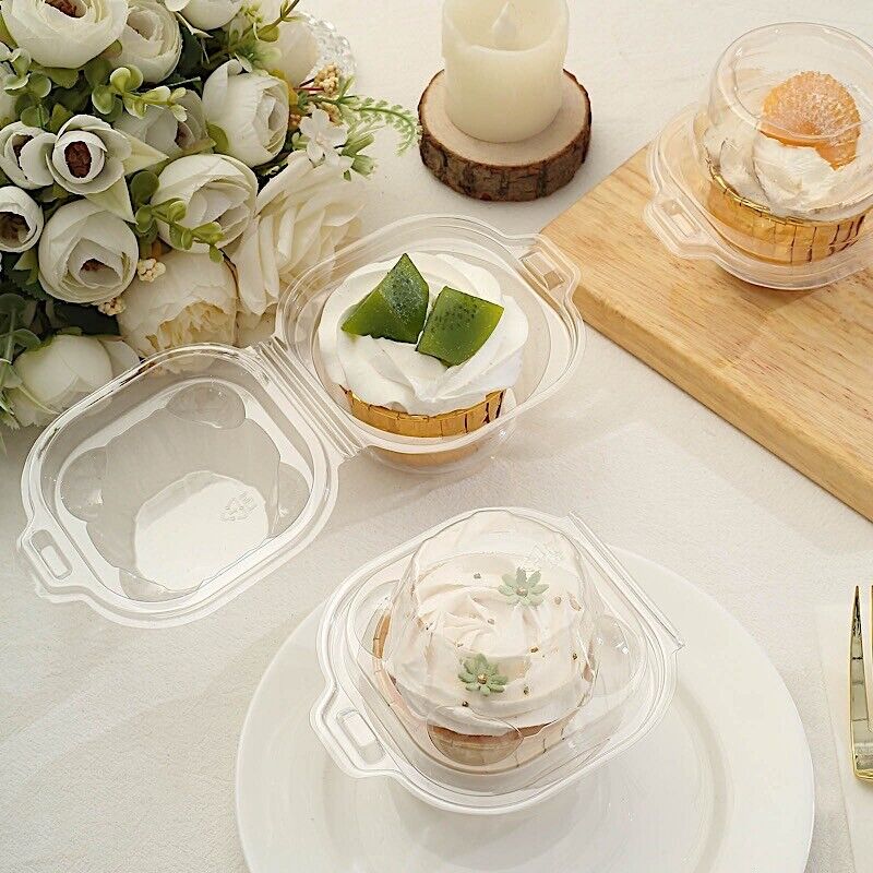 25 Clear Plastic Cupcake BOXES Dome Lid Disposable Favor Holders