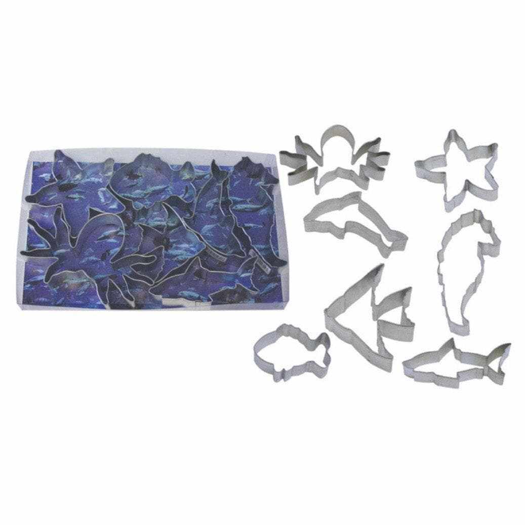 7 Piece Set | Aquamarine Ocean Fish Metal Cookie Cutters