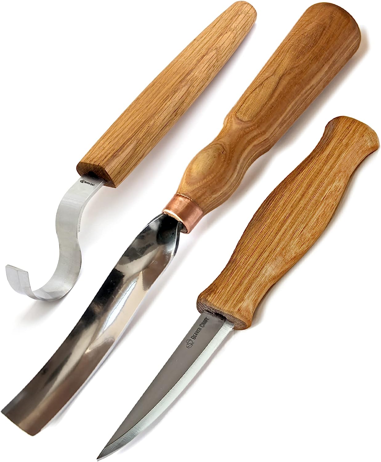 BeaverCraft Wood Carving Knives Kit Spoon Carving Tools S14 - Spoon Hook Knife Wood Carving Chisels Set Bowl Gouge - Whittling Knives Wood Whittling Kit for Beginners - Hobby Carving Knife Set