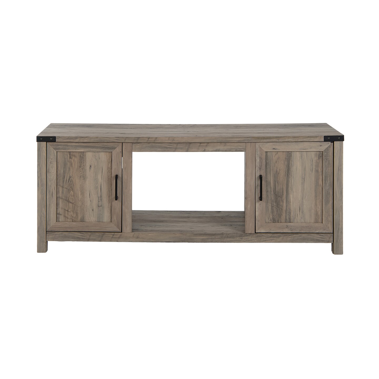 Natural Wooden TV Stand with Height Adjustable Shelves and 2 Storage Cabinets