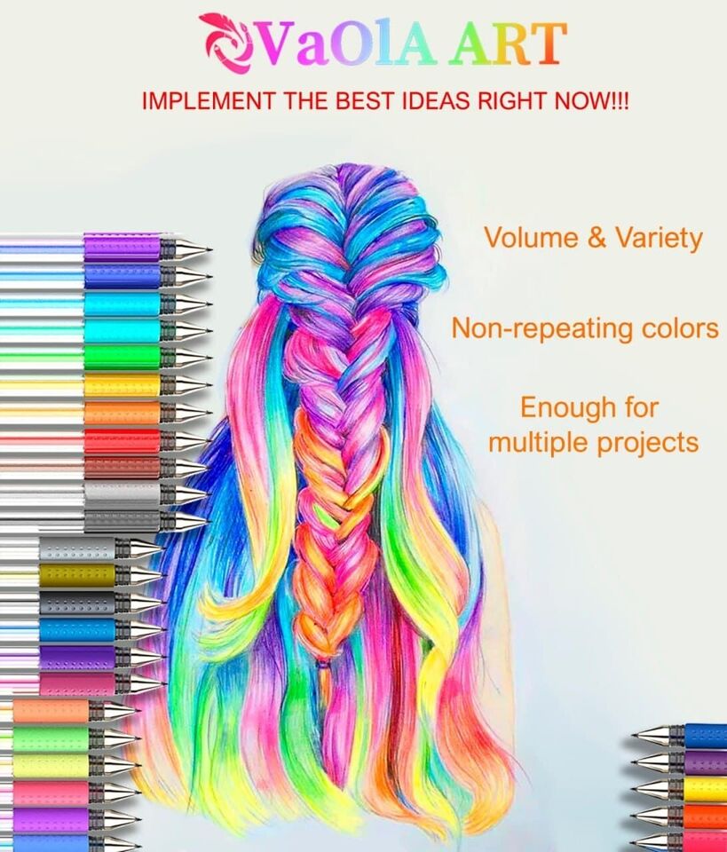 48 Glitter Gel Pens and 24 Retractable Gel Pens Sets