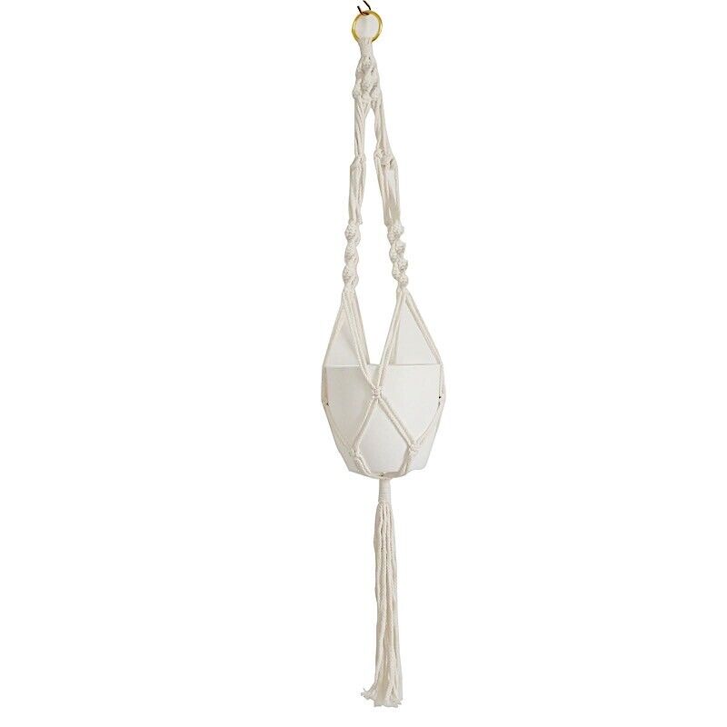 2 Ivory Cotton Ropes Macrame Plant Hanger Decorative Indoor POT HOLDERS