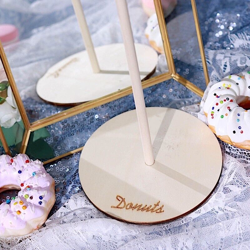 2 Natural Wood Donut Holders Dessert DISPLAY STANDS