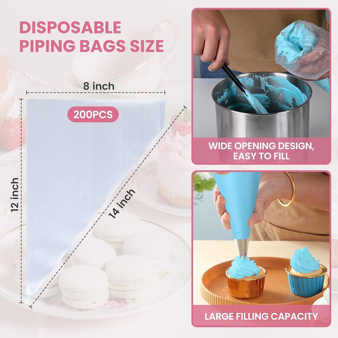 12 Inch Disposable Piping Bags 200 Pieces