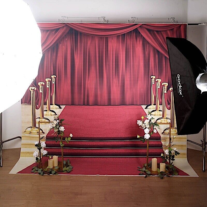 8 ft Vinyl PHOTO BACKGROUND Hollywood Red Carpet Backdrop