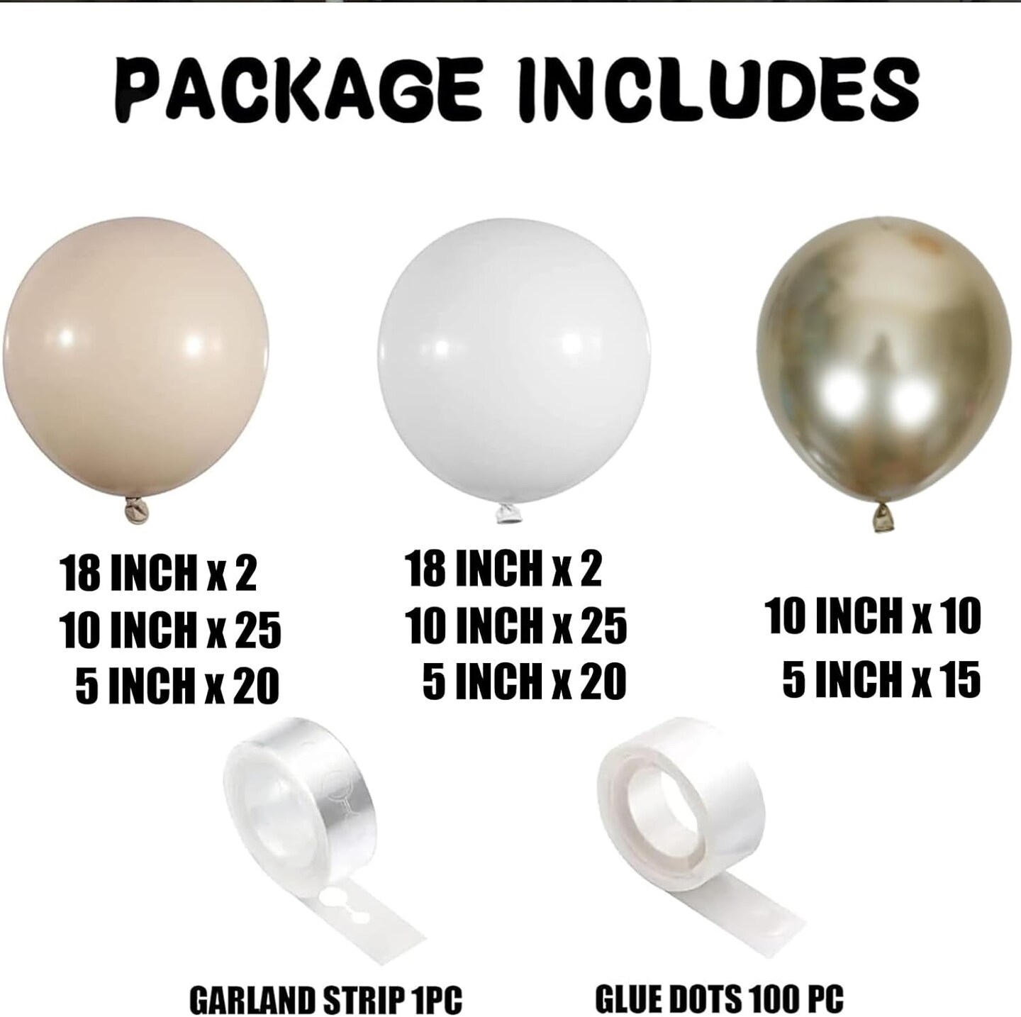 White Sand Gold Balloon Garland Arch Kit - 121Pcs White Nude Balloons With Metallic Chrome Gold Latex Balloons for Boho Wedding Baby Bridal Shower Birthday Decorations Backdrop (White Gold)