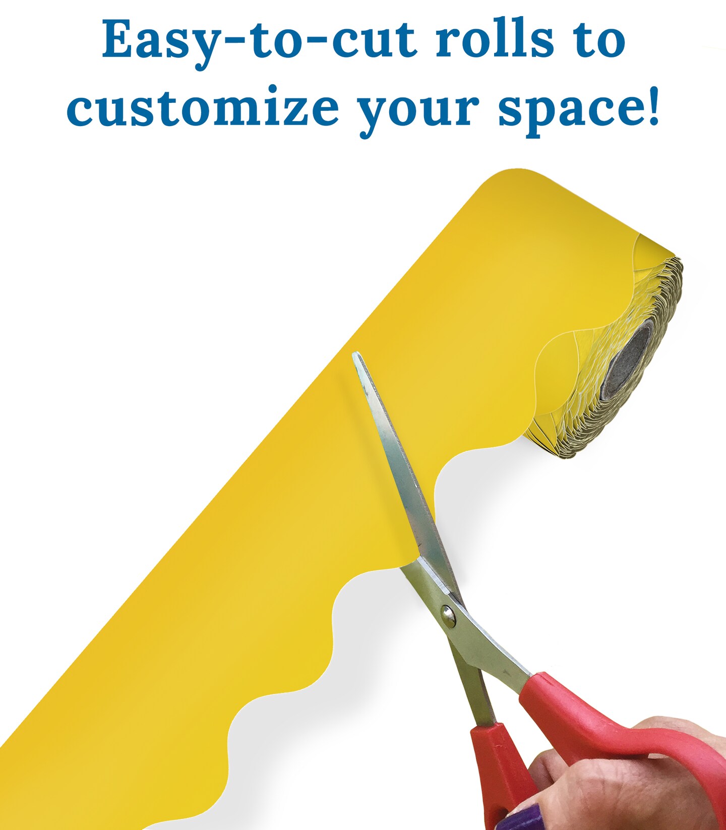 Carson Dellosa 65Ft of Yellow Bulletin Board Borders, 1 Roll of Scalloped Trim for Rolling Whiteboard, Cork and Posterboard, Party Decorations, and Classroom Decor