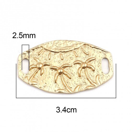*5* 34x20mm Matte Gold Palm Tree Bracelet Connectors