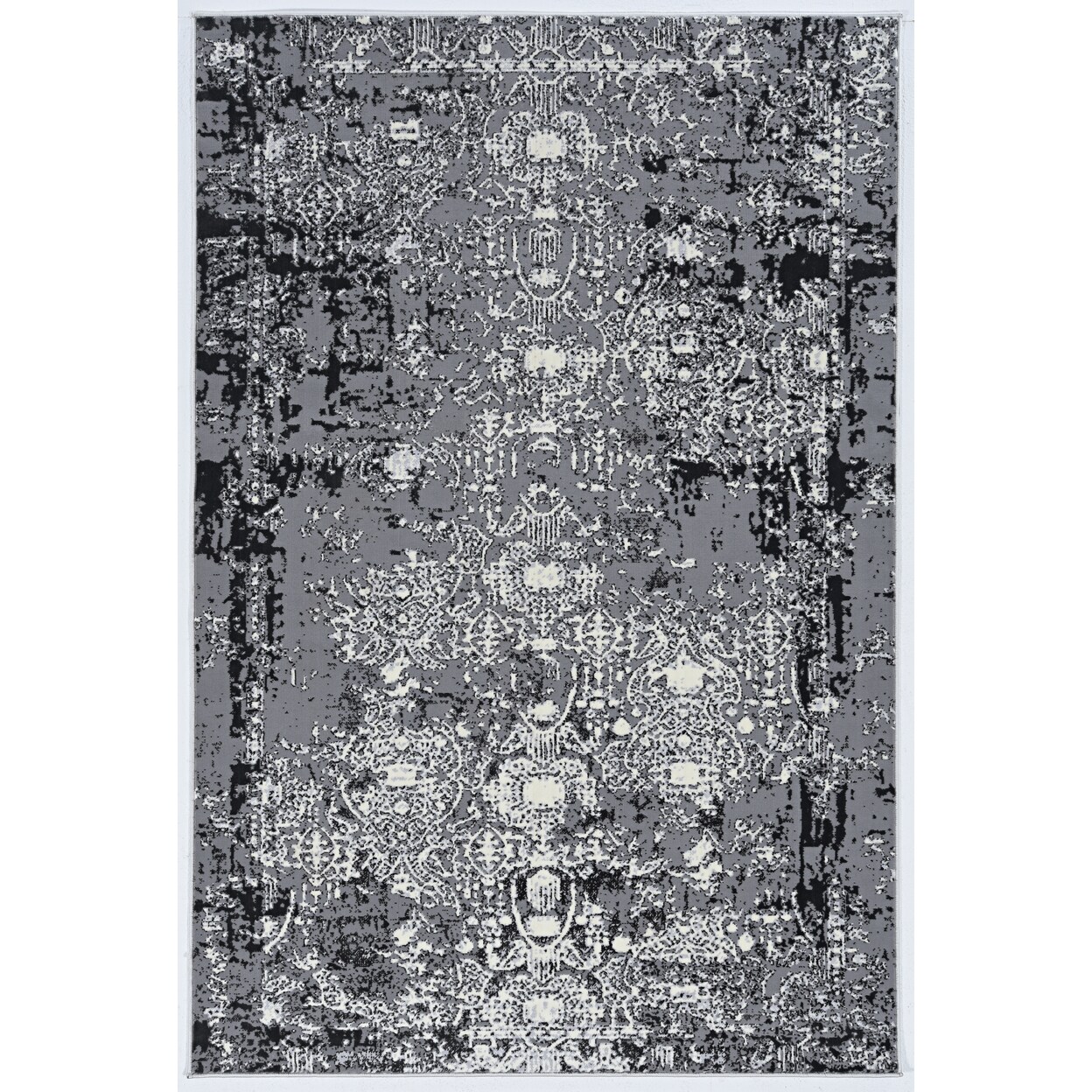 Elixir Farooh Grey Cream Vintage Distressed Area Rug 8X10.6 Polyester Multi Color
