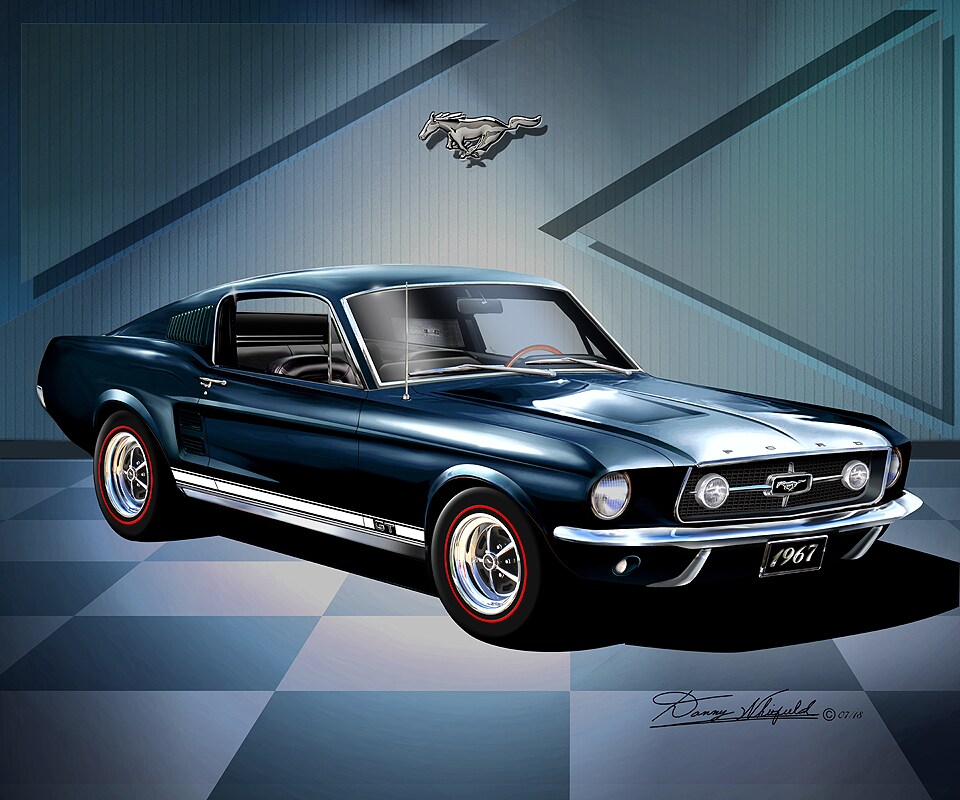 1967 Mustang Fastback - Night Mist Blue | Car Art Prints by Danny ...