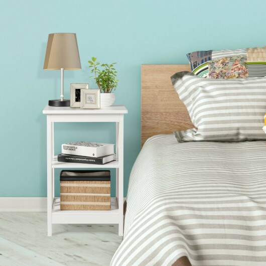3-tier Nightstand Side Table With Baffles And Corners