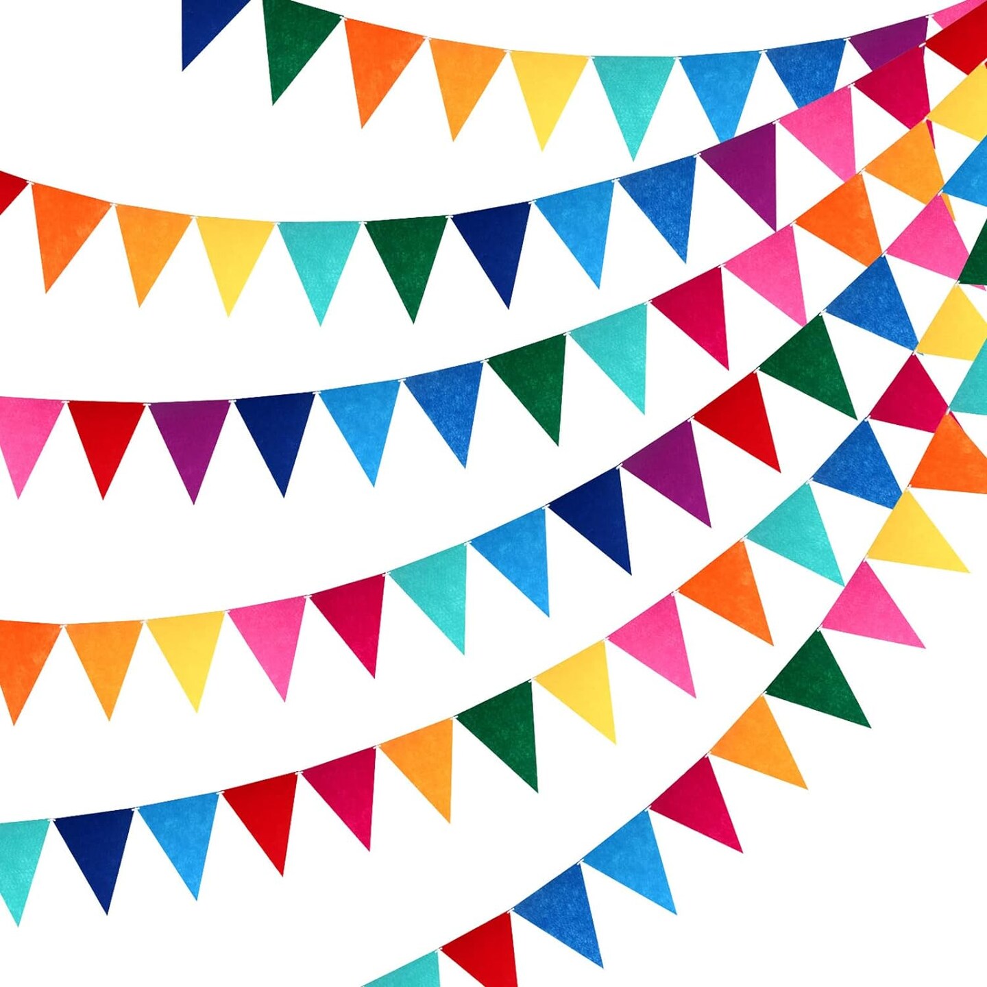 6 Sets Rainbow Pennant Banner Garland Multicolor Bunting Felt Fabric Pennant Banners Flags Rainbow Bunting for Birthday Party Festival Decorations (Rainbow Colors)