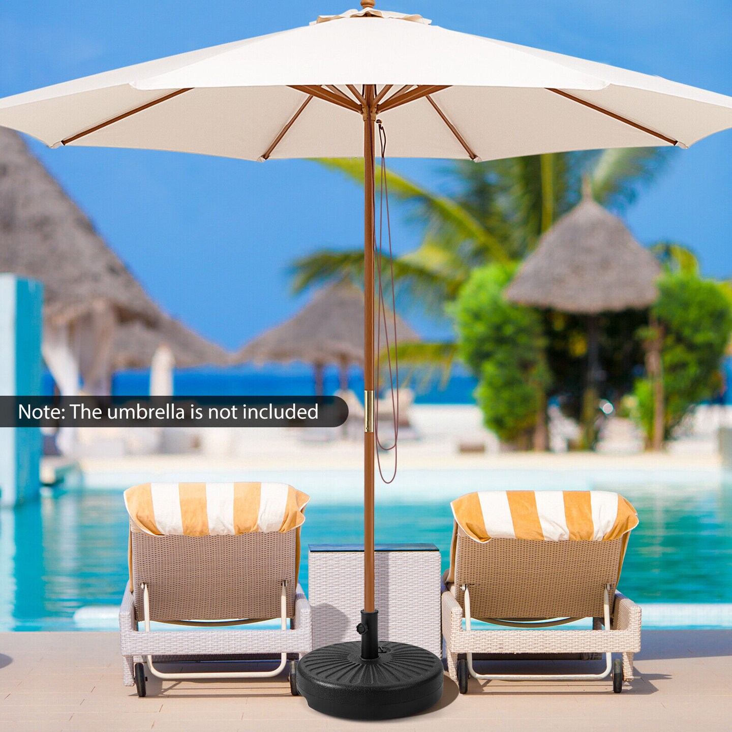 20 Inch Fill-able Heavy-Duty Round Umbrella Base Stand with Metal Supporting Pole