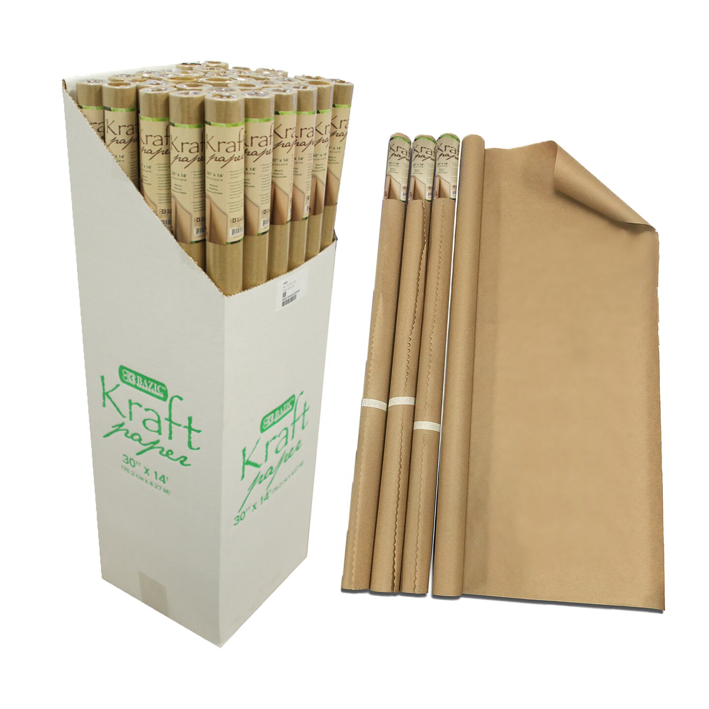 BAZIC 30&#x22; X 14 ft. All-Purpose Natural Kraft Wrap Paper Roll