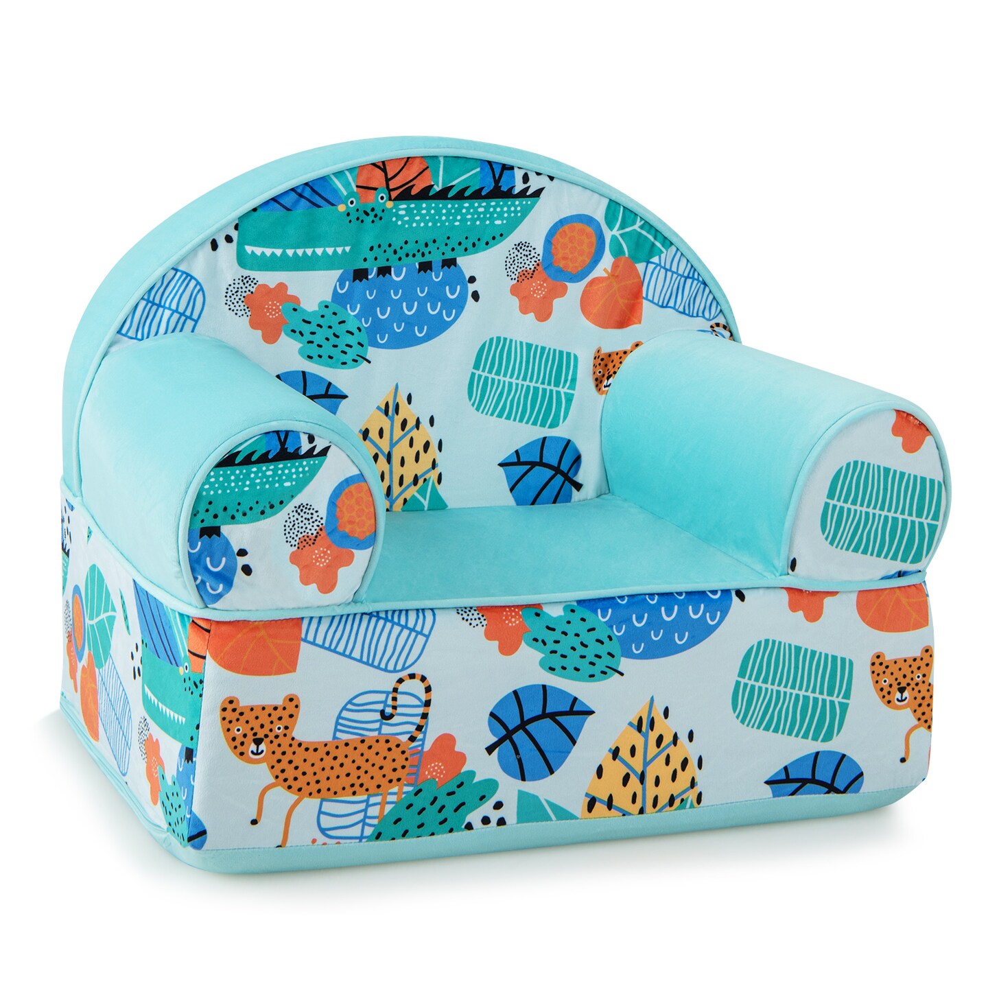 Kids Armchair With Plush Velvet Cover And Soft Sponge Filling-Blue