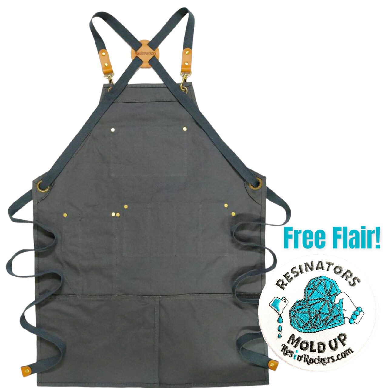 Exclusive Resin Rockers Heavy Duty Canvas Apron with Pockets and FLAIR